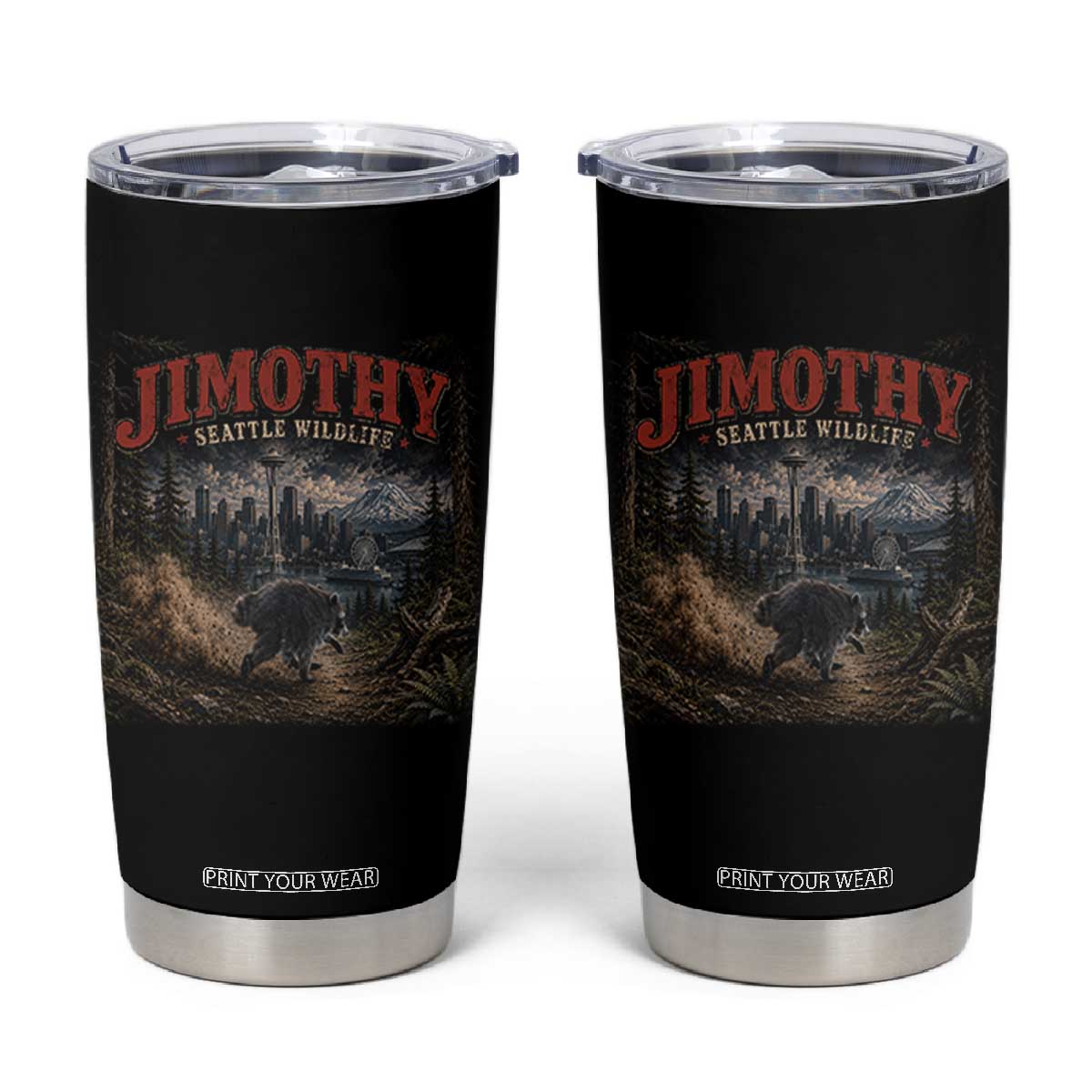 Vintage Jimothy Seattle Wildlife Raccoon Meme Tumbler Cup