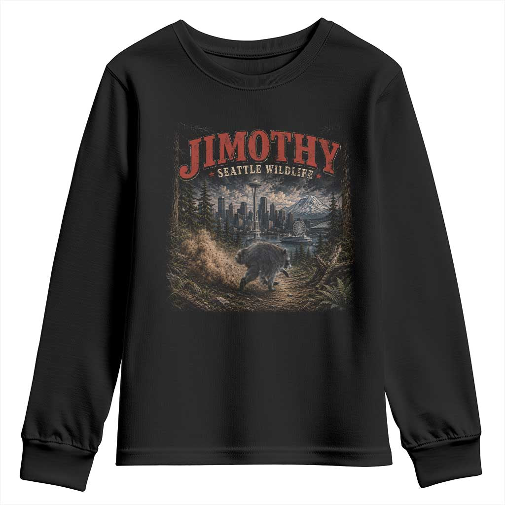 Vintage Jimothy Seattle Wildlife Raccoon Meme Youth Sweatshirt TS10 Black Print Your Wear