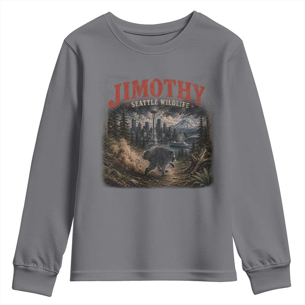 Vintage Jimothy Seattle Wildlife Raccoon Meme Youth Sweatshirt