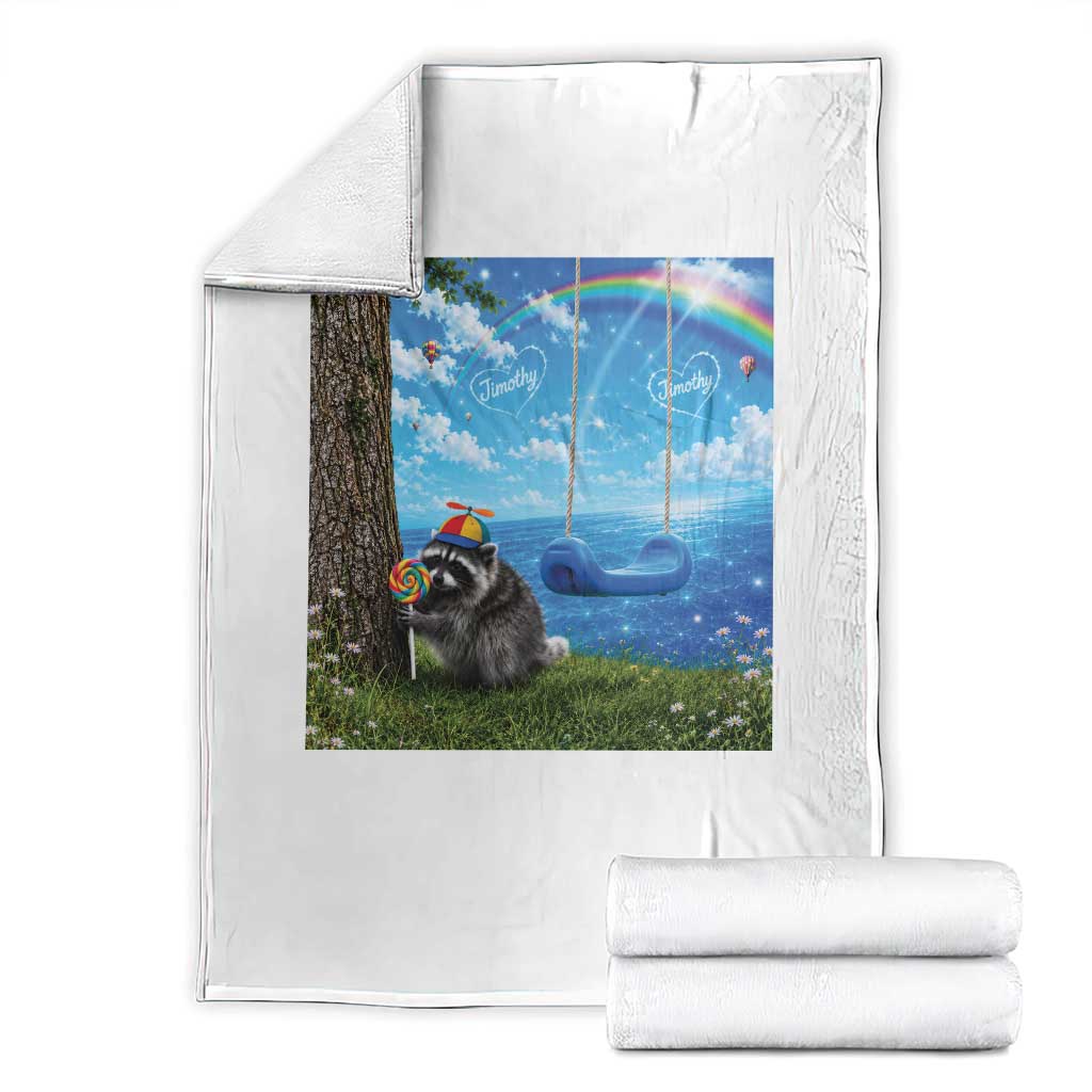 Jimothy Raccoon Dreamcore Throw Blanket Seattle Trash Panda Gen Z Humor Rainbow Aesthetic TS10 White Print Your Wear