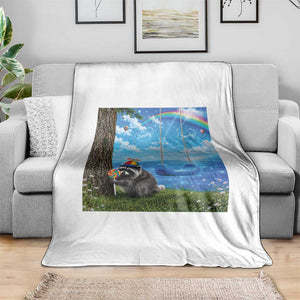 Jimothy Raccoon Dreamcore Throw Blanket Seattle Trash Panda Gen Z Humor Rainbow Aesthetic