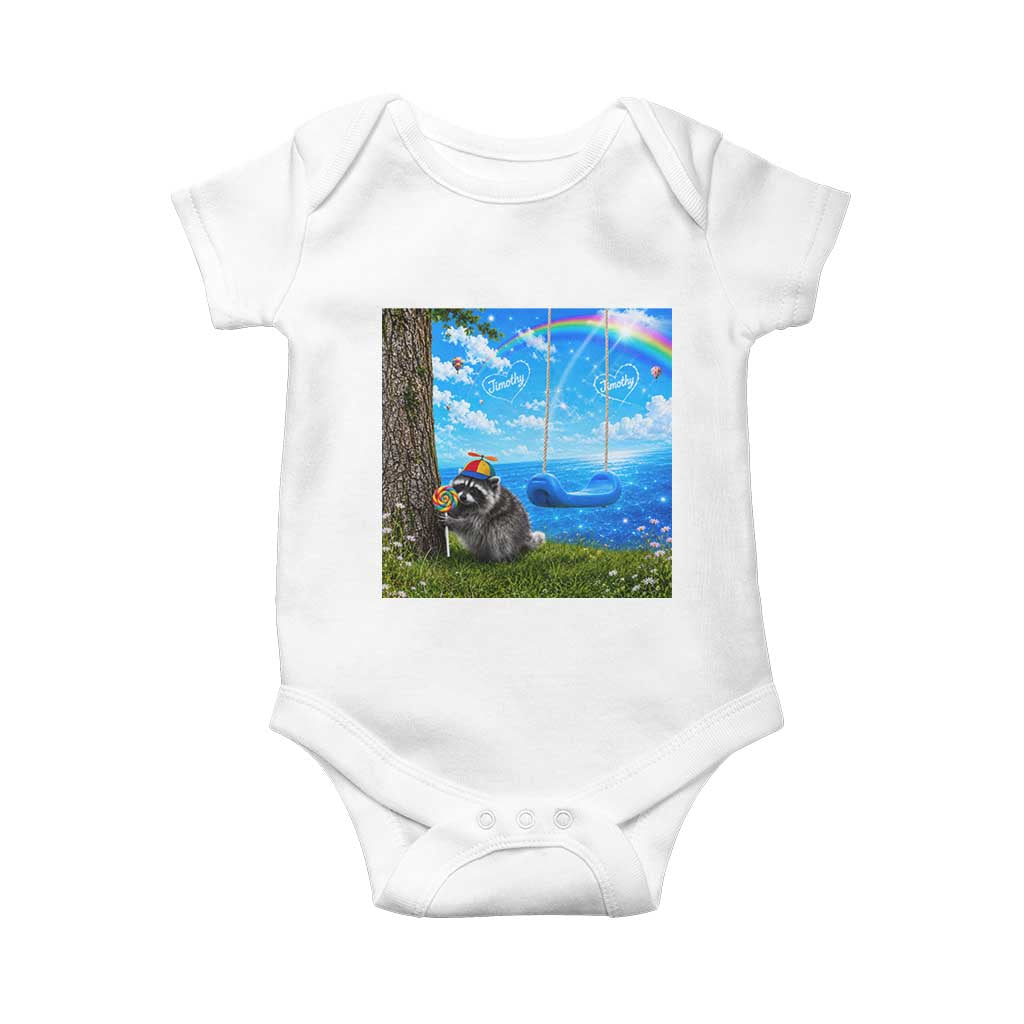 Jimothy Raccoon Dreamcore Baby Onesie Seattle Trash Panda Gen Z Humor Rainbow Aesthetic