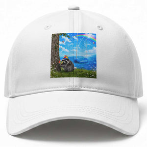 Jimothy Raccoon Dreamcore Baseball Cap Seattle Trash Panda Gen Z Humor Rainbow Aesthetic