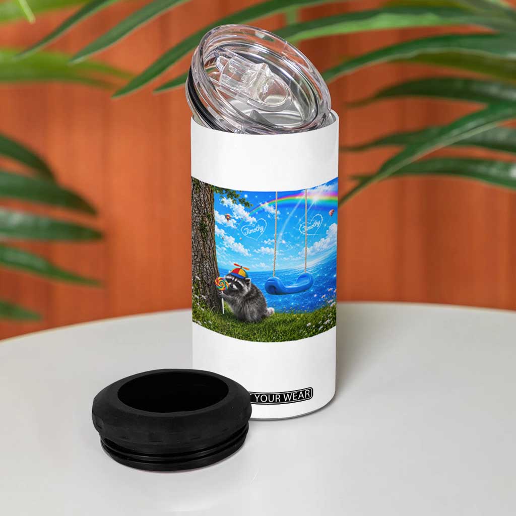 Jimothy Raccoon Dreamcore 4 in 1 Can Cooler Tumbler Seattle Trash Panda Gen Z Humor Rainbow Aesthetic