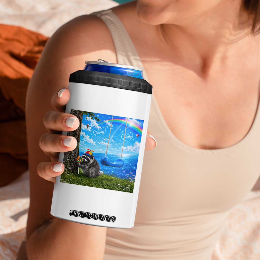 Jimothy Raccoon Dreamcore 4 in 1 Can Cooler Tumbler Seattle Trash Panda Gen Z Humor Rainbow Aesthetic
