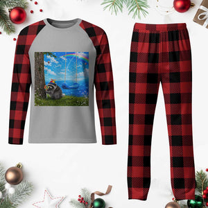 Jimothy Raccoon Dreamcore Plaid Pajama Set Seattle Trash Panda Gen Z Humor Rainbow Aesthetic