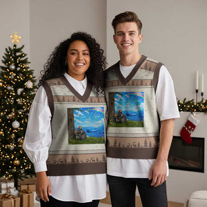 Jimothy Raccoon Dreamcore V-Neck Knit Sweater Vest Seattle Trash Panda Gen Z Humor Rainbow Aesthetic