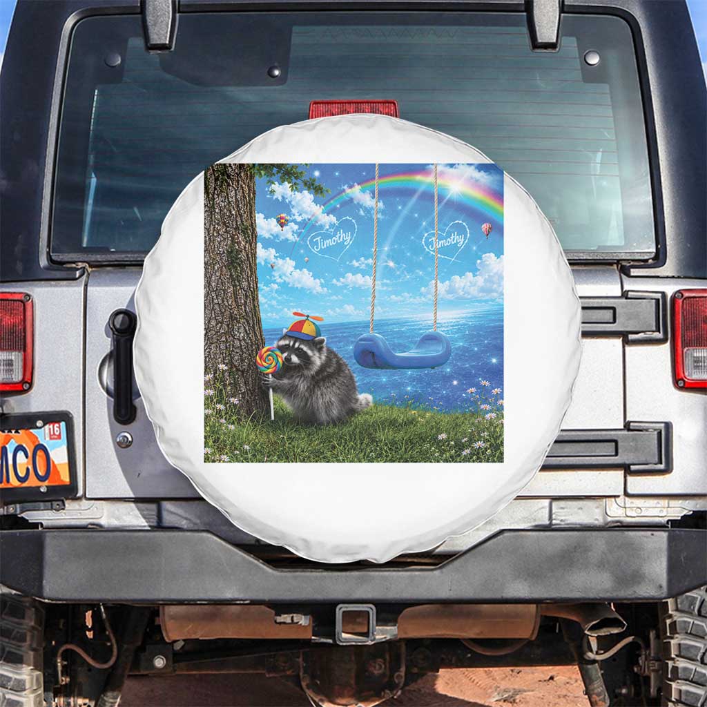 Jimothy Raccoon Dreamcore Spare Tire Cover Seattle Trash Panda Gen Z Humor Rainbow Aesthetic TS10 No hole White Print Your Wear