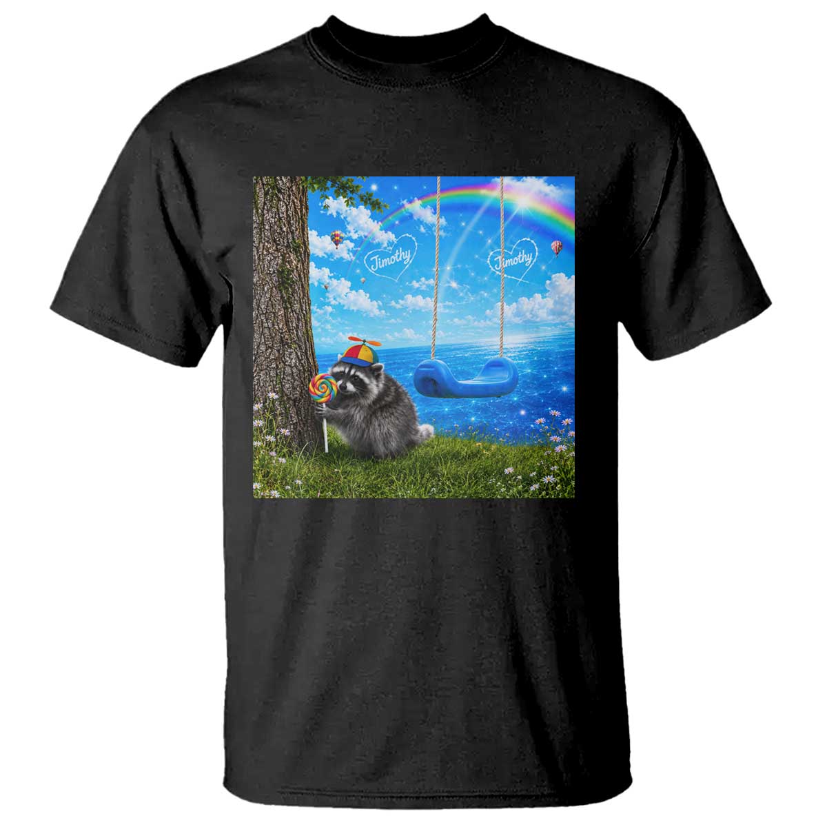 Jimothy Raccoon Dreamcore T Shirt Seattle Trash Panda Gen Z Humor Rainbow Aesthetic