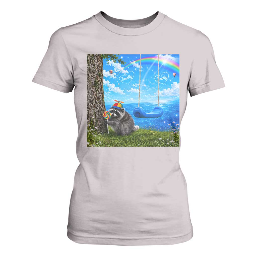 Jimothy Raccoon Dreamcore T Shirt For Women Seattle Trash Panda Gen Z Humor Rainbow Aesthetic