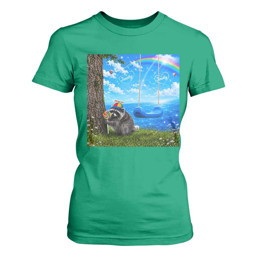 Jimothy Raccoon Dreamcore T Shirt For Women Seattle Trash Panda Gen Z Humor Rainbow Aesthetic