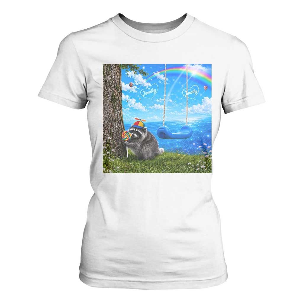 Jimothy Raccoon Dreamcore T Shirt For Women Seattle Trash Panda Gen Z Humor Rainbow Aesthetic
