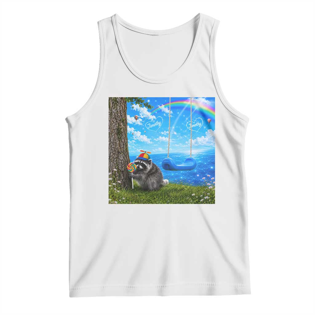 Jimothy Raccoon Dreamcore Tank Top Seattle Trash Panda Gen Z Humor Rainbow Aesthetic TS10 White Print Your Wear