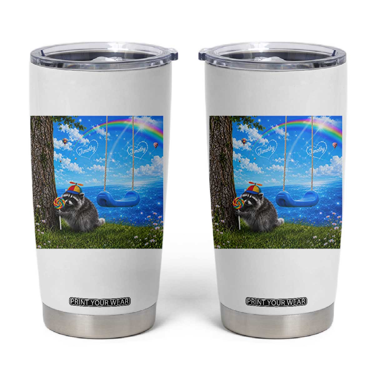 Jimothy Raccoon Dreamcore Tumbler Cup Seattle Trash Panda Gen Z Humor Rainbow Aesthetic TS10 White Print Your Wear