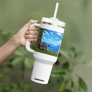 Jimothy Raccoon Dreamcore Tumbler With Handle Seattle Trash Panda Gen Z Humor Rainbow Aesthetic