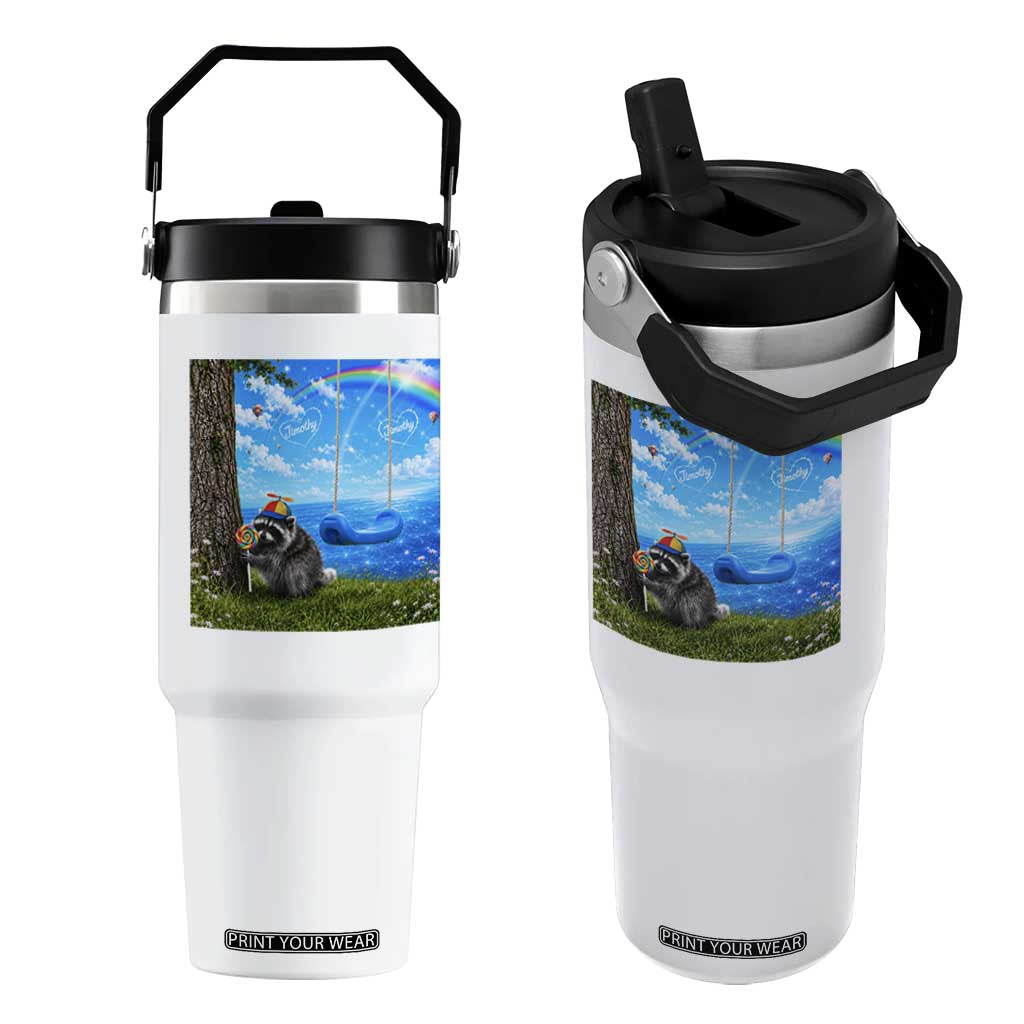 Jimothy Raccoon Dreamcore Flip Straw Tumbler Seattle Trash Panda Gen Z Humor Rainbow Aesthetic TS10 One Size: 30 oz White Print Your Wear