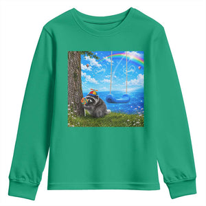 Jimothy Raccoon Dreamcore Youth Sweatshirt Seattle Trash Panda Gen Z Humor Rainbow Aesthetic