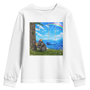 Jimothy Raccoon Dreamcore Youth Sweatshirt Seattle Trash Panda Gen Z Humor Rainbow Aesthetic