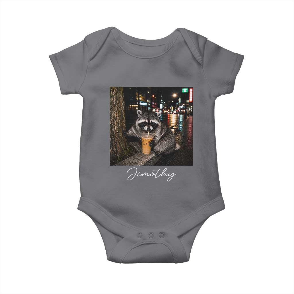 Jimothy Raccoon Drinking Iced Coffee Night City Aesthetic Baby Onesie