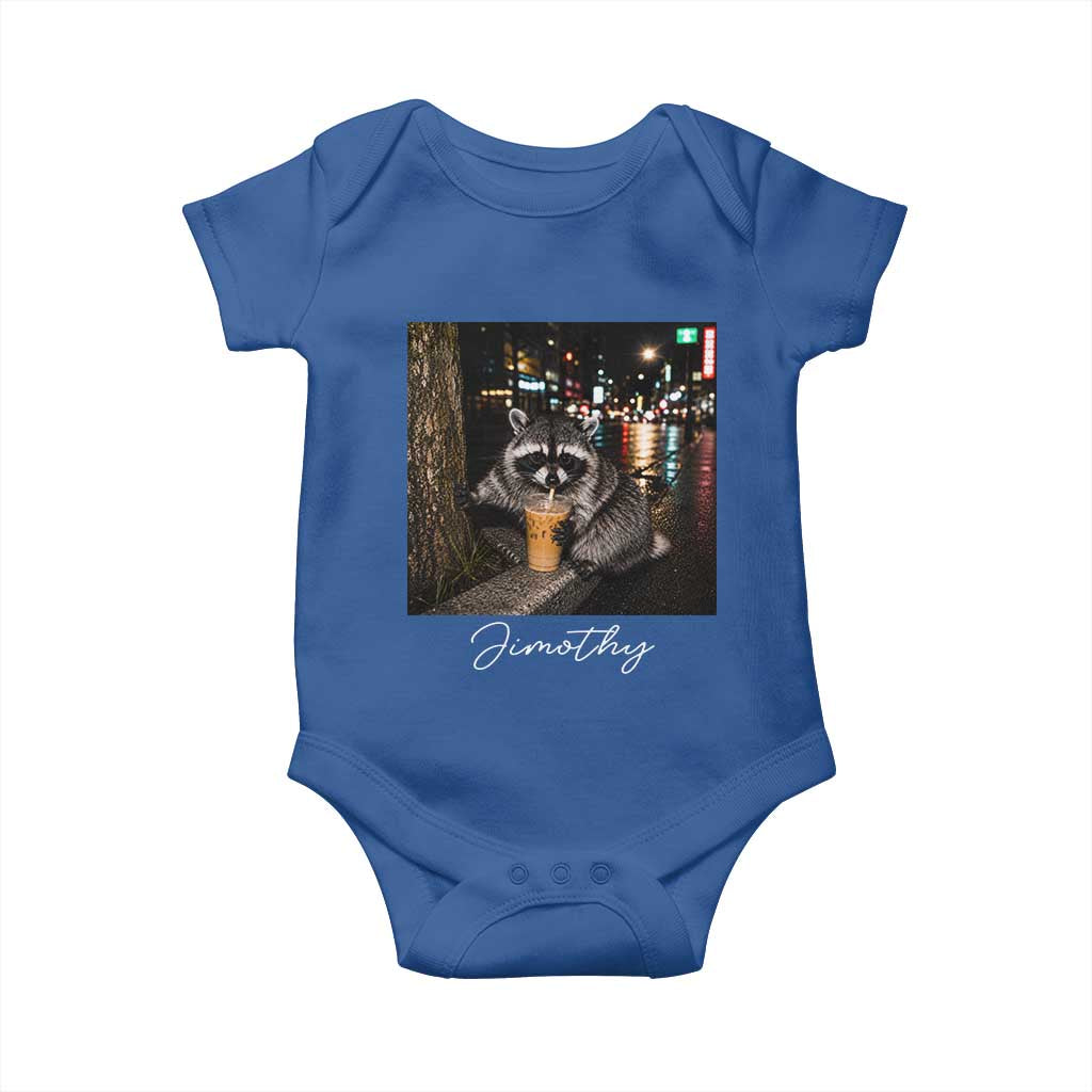 Jimothy Raccoon Drinking Iced Coffee Night City Aesthetic Baby Onesie