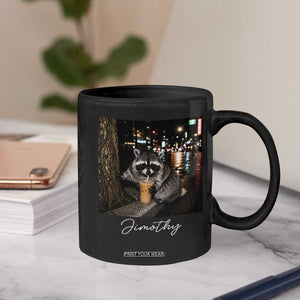 Jimothy Raccoon Drinking Iced Coffee Night City Aesthetic Coffee Mug