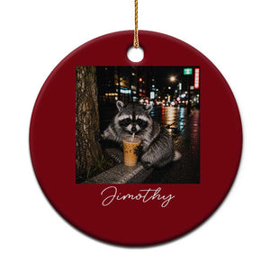 Jimothy Raccoon Drinking Iced Coffee Night City Aesthetic Ceramic Ornament