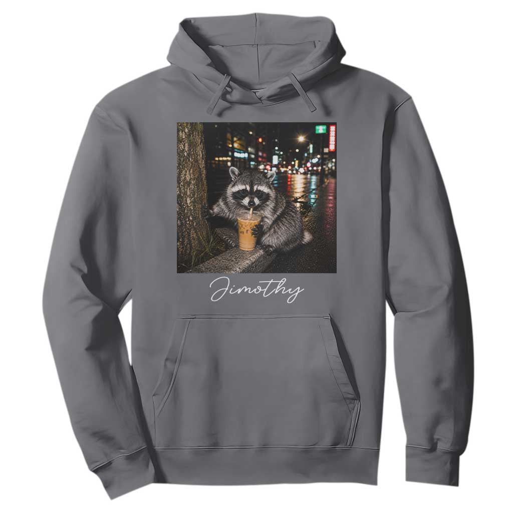 Jimothy Raccoon Drinking Iced Coffee Night City Aesthetic Hoodie