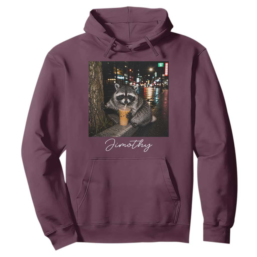 Jimothy Raccoon Drinking Iced Coffee Night City Aesthetic Hoodie