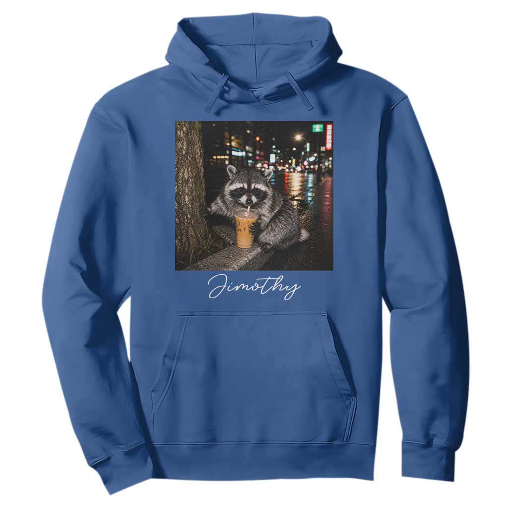 Jimothy Raccoon Drinking Iced Coffee Night City Aesthetic Hoodie