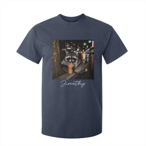 Jimothy Raccoon Drinking Iced Coffee Night City Aesthetic T Shirt For Kid