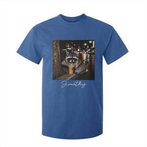 Jimothy Raccoon Drinking Iced Coffee Night City Aesthetic T Shirt For Kid