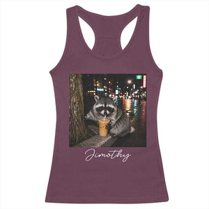 Jimothy Raccoon Drinking Iced Coffee Night City Aesthetic Racerback Tank Top