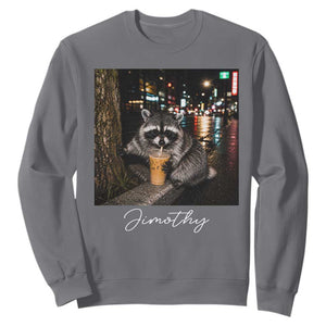 Jimothy Raccoon Drinking Iced Coffee Night City Aesthetic Sweatshirt