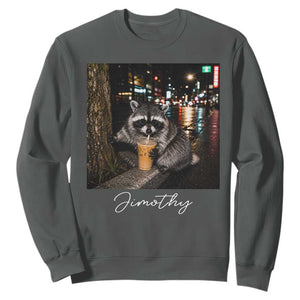 Jimothy Raccoon Drinking Iced Coffee Night City Aesthetic Sweatshirt