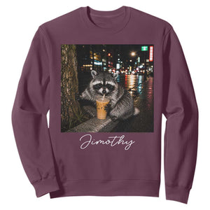 Jimothy Raccoon Drinking Iced Coffee Night City Aesthetic Sweatshirt
