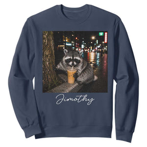 Jimothy Raccoon Drinking Iced Coffee Night City Aesthetic Sweatshirt