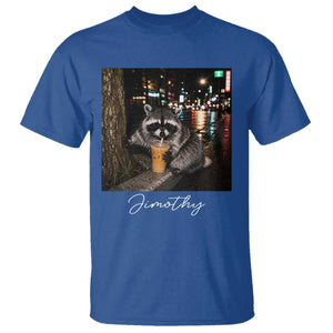 Jimothy Raccoon Drinking Iced Coffee Night City Aesthetic T Shirt