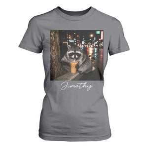 Jimothy Raccoon Drinking Iced Coffee Night City Aesthetic T Shirt For Women