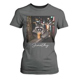 Jimothy Raccoon Drinking Iced Coffee Night City Aesthetic T Shirt For Women