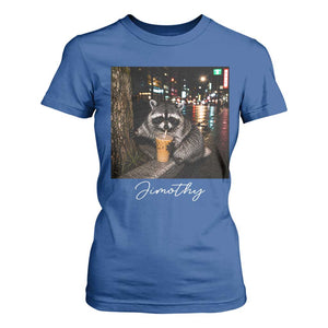 Jimothy Raccoon Drinking Iced Coffee Night City Aesthetic T Shirt For Women