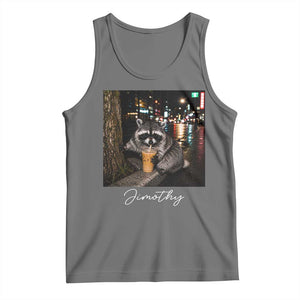 Jimothy Raccoon Drinking Iced Coffee Night City Aesthetic Tank Top
