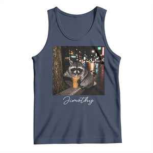 Jimothy Raccoon Drinking Iced Coffee Night City Aesthetic Tank Top