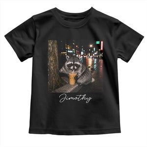 Jimothy Raccoon Drinking Iced Coffee Night City Aesthetic Toddler T Shirt
