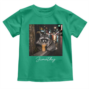 Jimothy Raccoon Drinking Iced Coffee Night City Aesthetic Toddler T Shirt