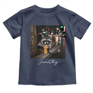 Jimothy Raccoon Drinking Iced Coffee Night City Aesthetic Toddler T Shirt