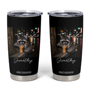 Jimothy Raccoon Drinking Iced Coffee Night City Aesthetic Tumbler Cup