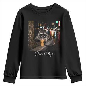 Jimothy Raccoon Drinking Iced Coffee Night City Aesthetic Youth Sweatshirt