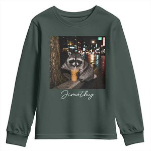 Jimothy Raccoon Drinking Iced Coffee Night City Aesthetic Youth Sweatshirt