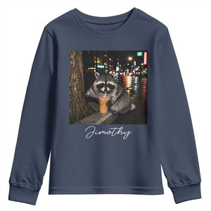 Jimothy Raccoon Drinking Iced Coffee Night City Aesthetic Youth Sweatshirt