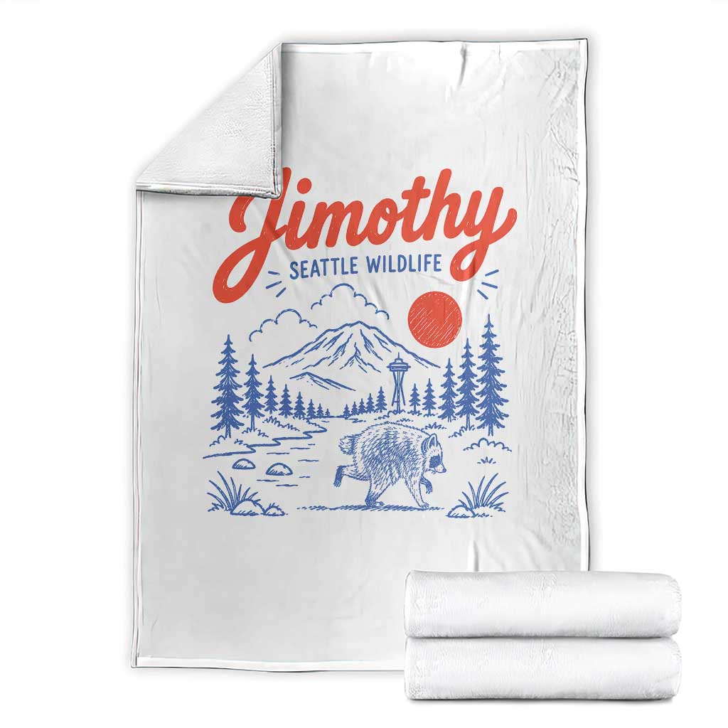Jimothy Seattle Raccoon Throw Blanket Vintage Graphic Viral Short Spine Trash Panda Wildlife TS10 White Print Your Wear